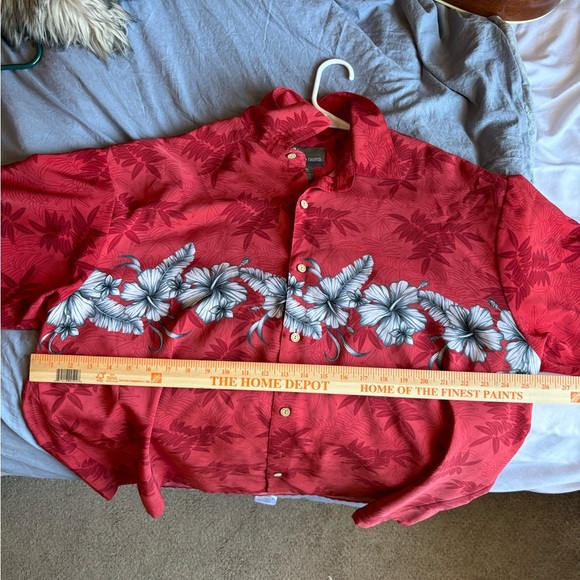 Island Tropics Men’s Dress Shirt Short Sleeve NWOT Red Floral Button Down XL - Picture 12 of 15